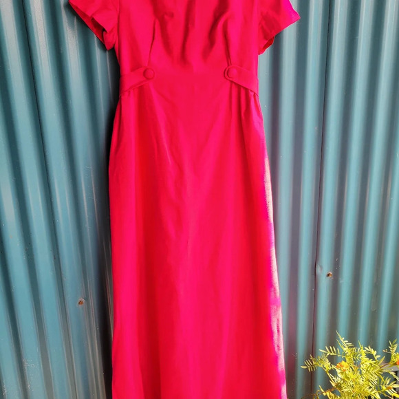 Vintage Emma  Domb Pink Party Cocktail Dress Long short sleeves size 9 - Picture 7 of 12